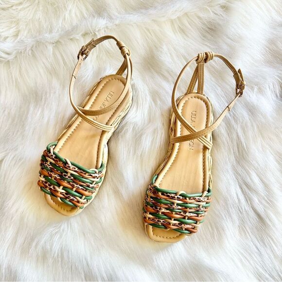 Ulla Johnson Ada Woven Flatform Sandal in Green Tan Size 36 ( 6 US) - Picture 1 of 8
